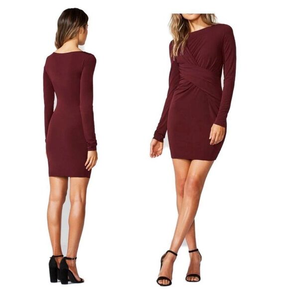 Bailey 44 Women's Clandestine long sleeve Draped wrap twist bodycon mini Dress L - Picture 3 of 17